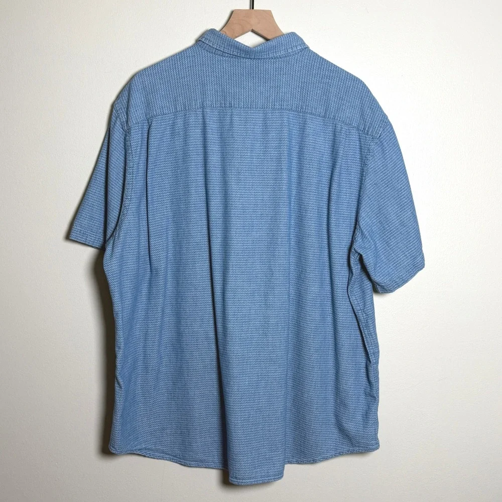 Old‎ Navy Mens XXL Blue White Geometric Print Short Sleeve Everyday Shirt Cotton